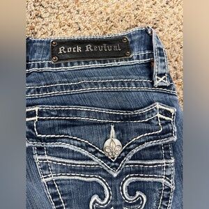 Rock Revival Patti bootcut women’s jeans thick decorative stitching French lily